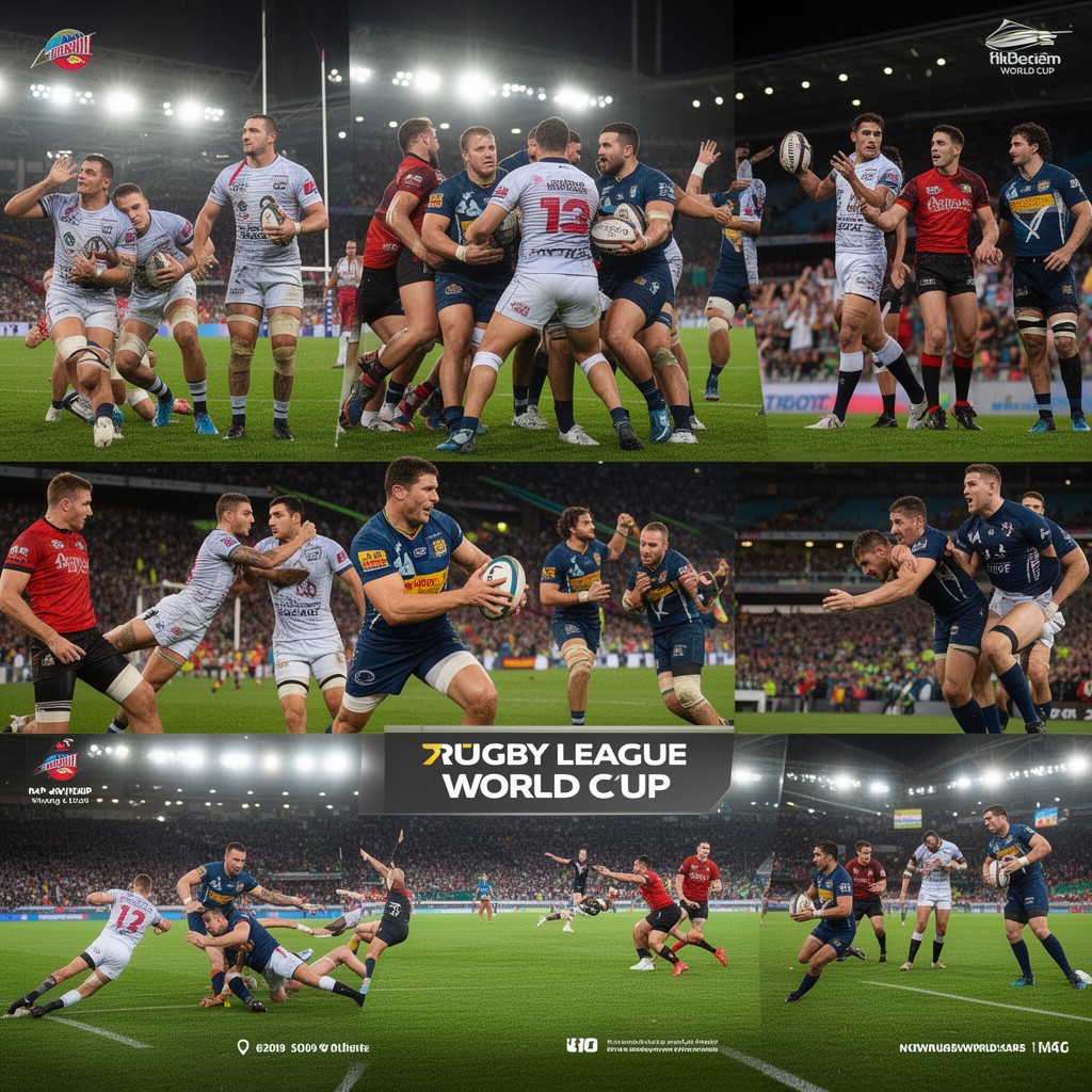 AI-generated illustration of Rugby League World Cup matches