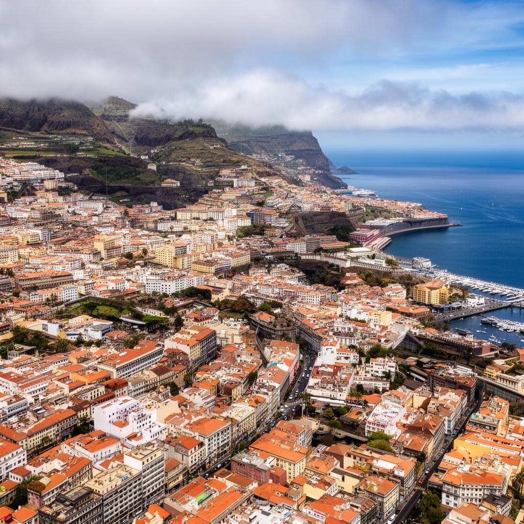 AI-generated illustration of Funchal, Madeira, Portugal