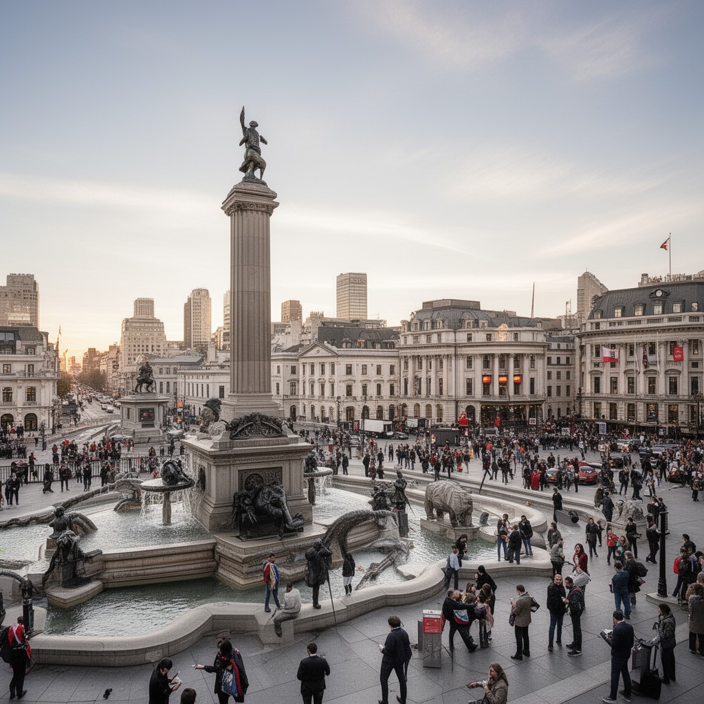 AI-generated illustration of Trafalgar Square
