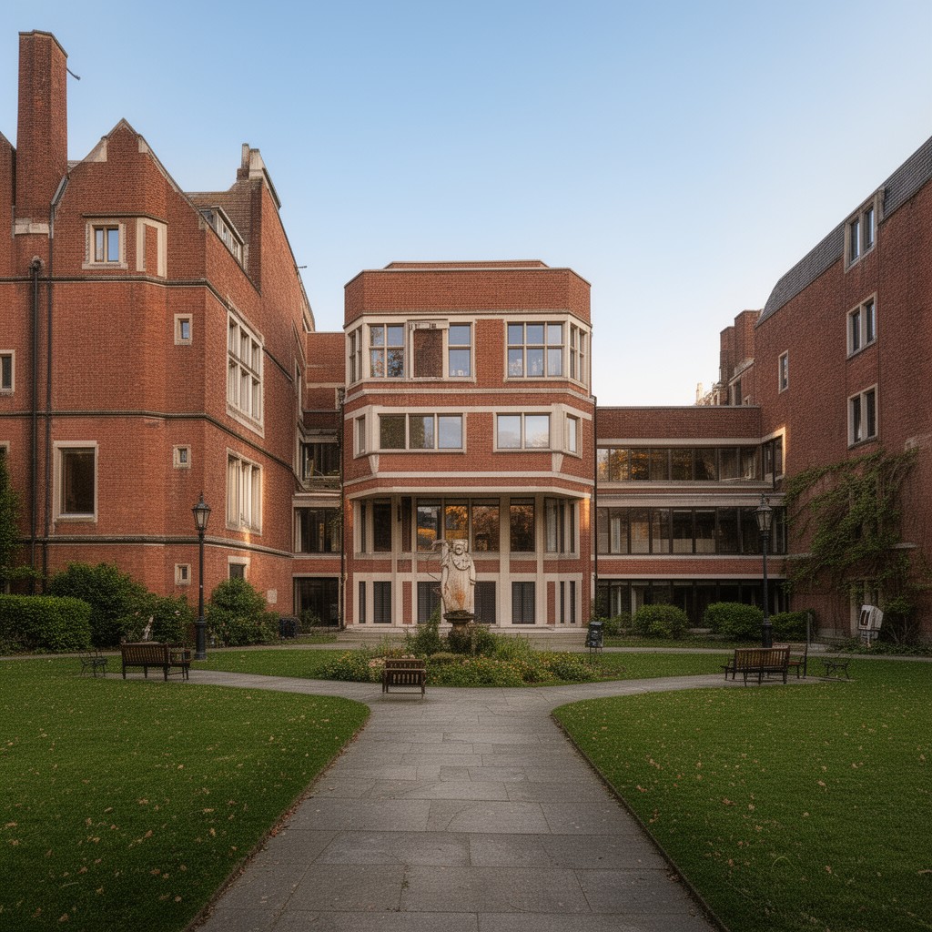 AI-generated illustration of Robinson College, Cambridge