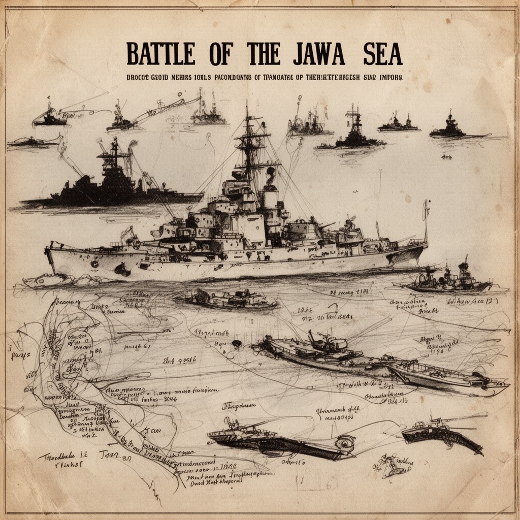 AI-generated illustration of Battle of the Java Sea