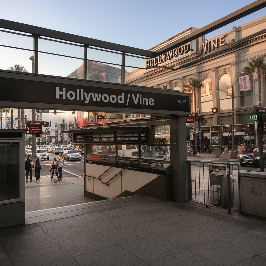 AI-generated illustration of Hollywood/Vine station