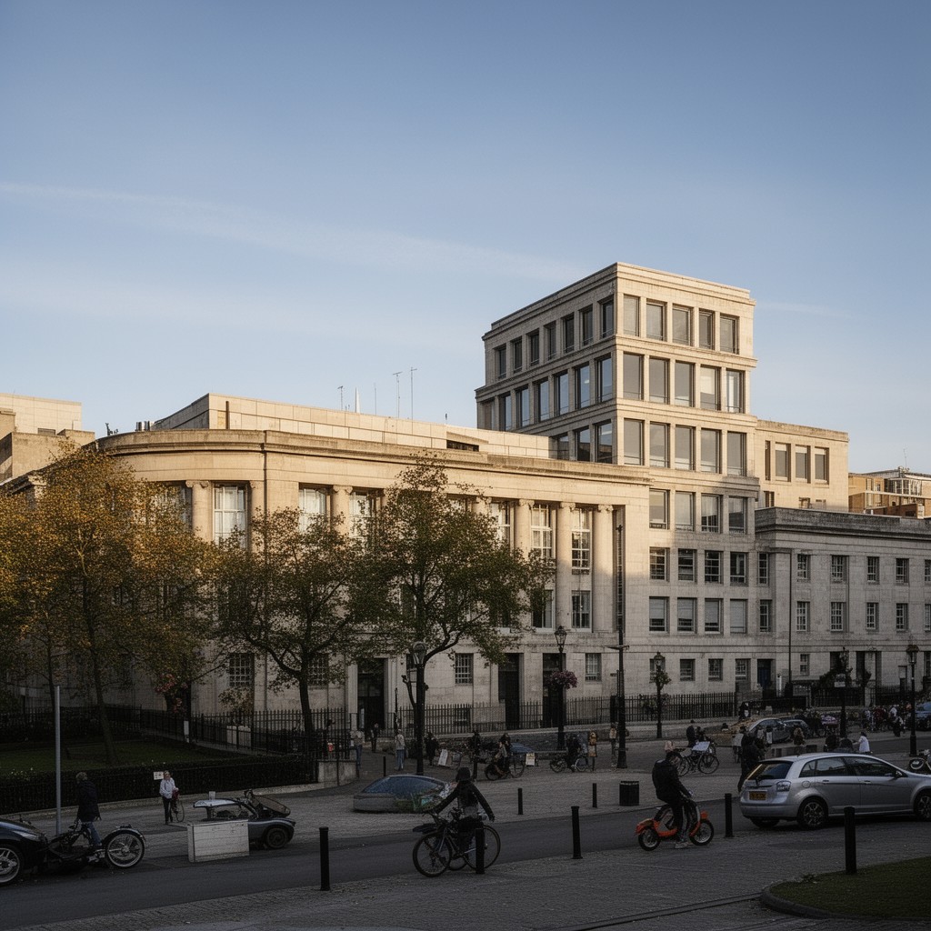 AI-generated illustration of Crown Buildings, Cathays Park