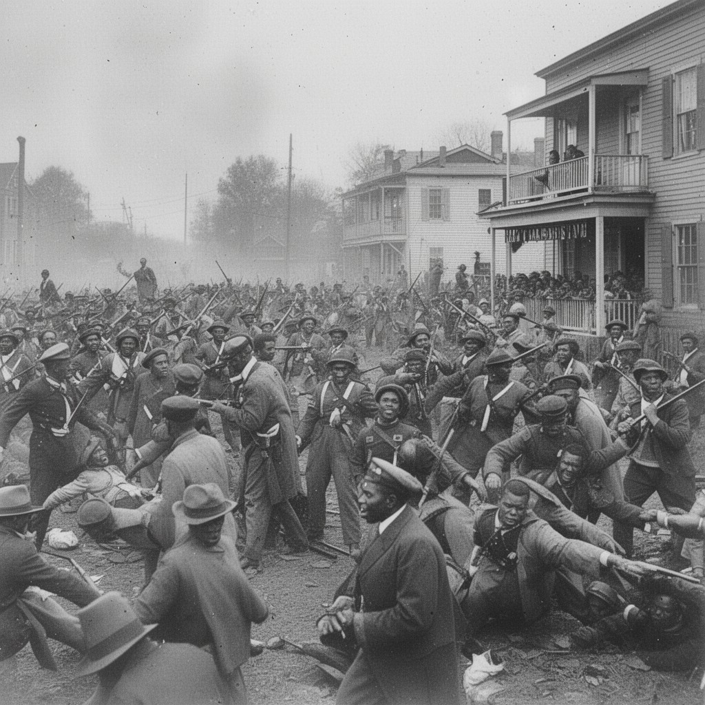 AI-generated illustration of Hamburg massacre