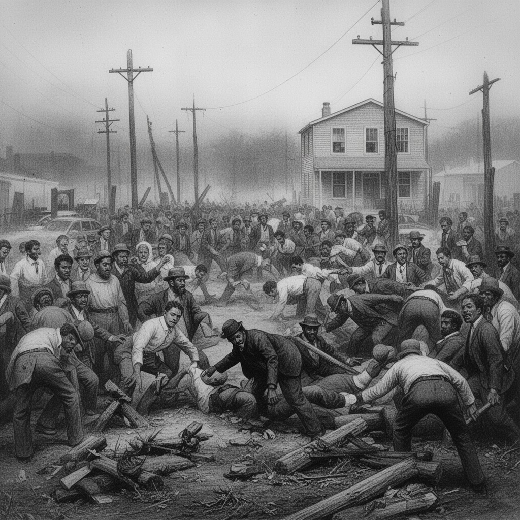 AI-generated illustration of Colfax massacre