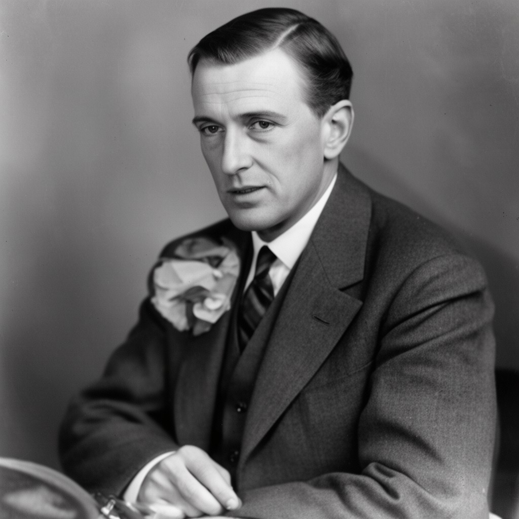 AI-generated illustration of Evelyn Waugh