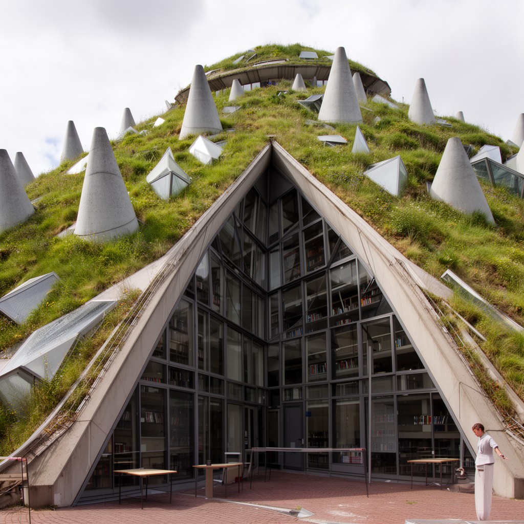 AI-generated illustration of Delft University of Technology Library