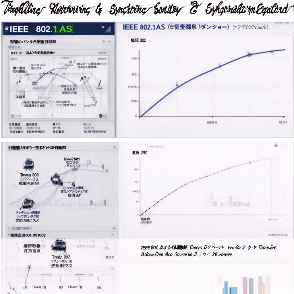 AI-generated illustration of IEEE 802.1AS timing and synchronization standard