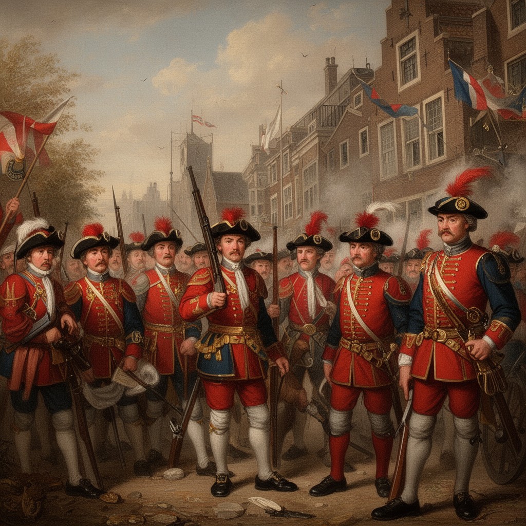 AI-generated illustration of Amsterdam civic guard