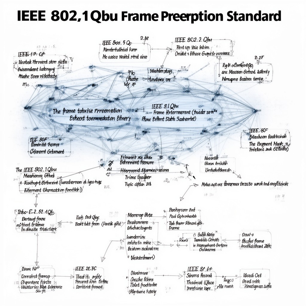 AI-generated illustration of IEEE 802.1Qbu frame preemption standard