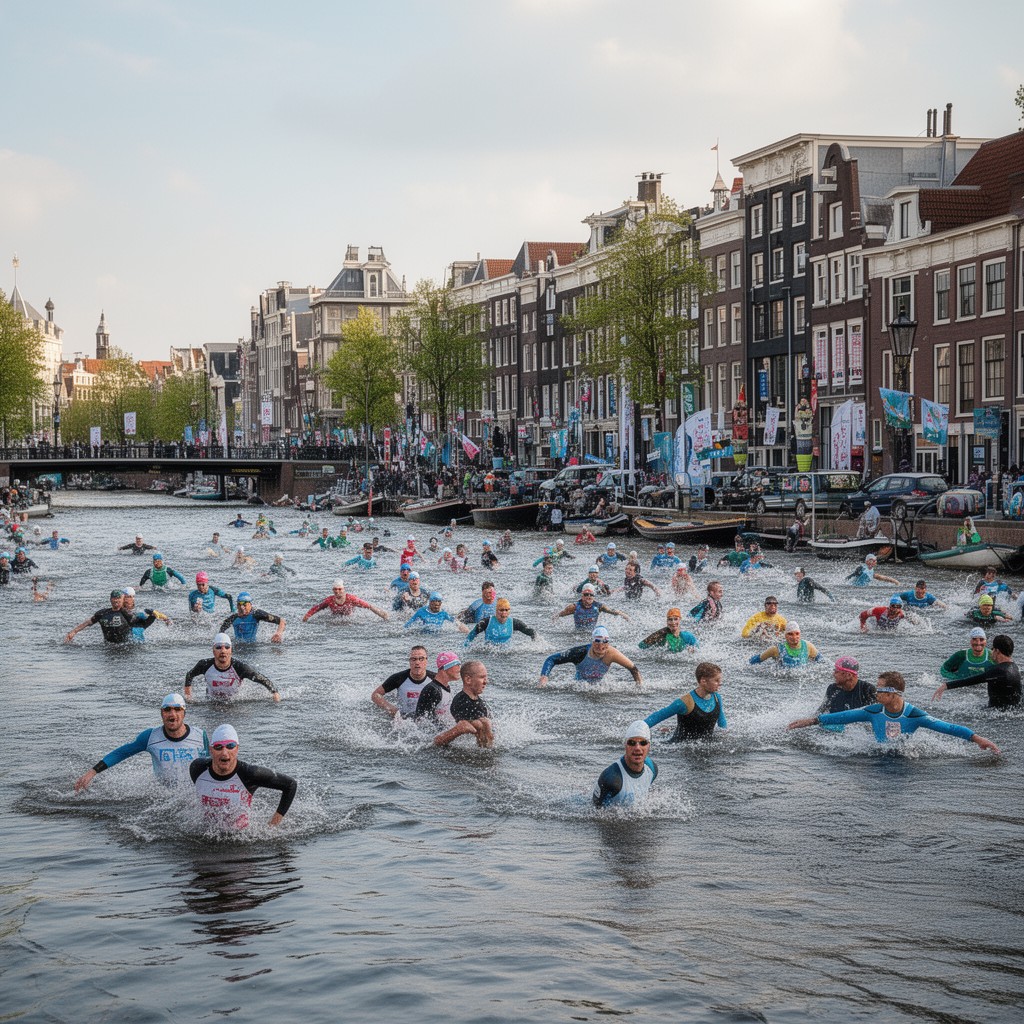AI-generated illustration of Amsterdam City Swim