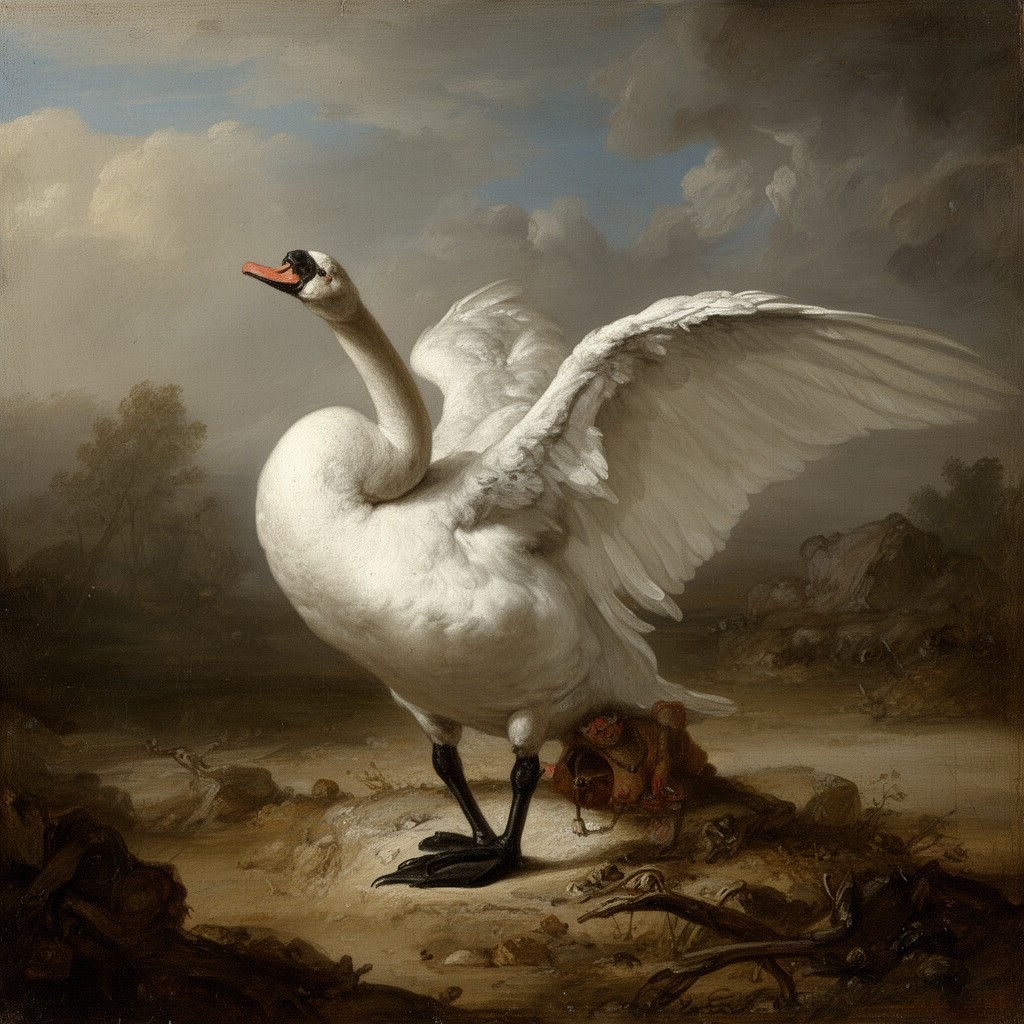 AI-generated illustration of The Threatened Swan