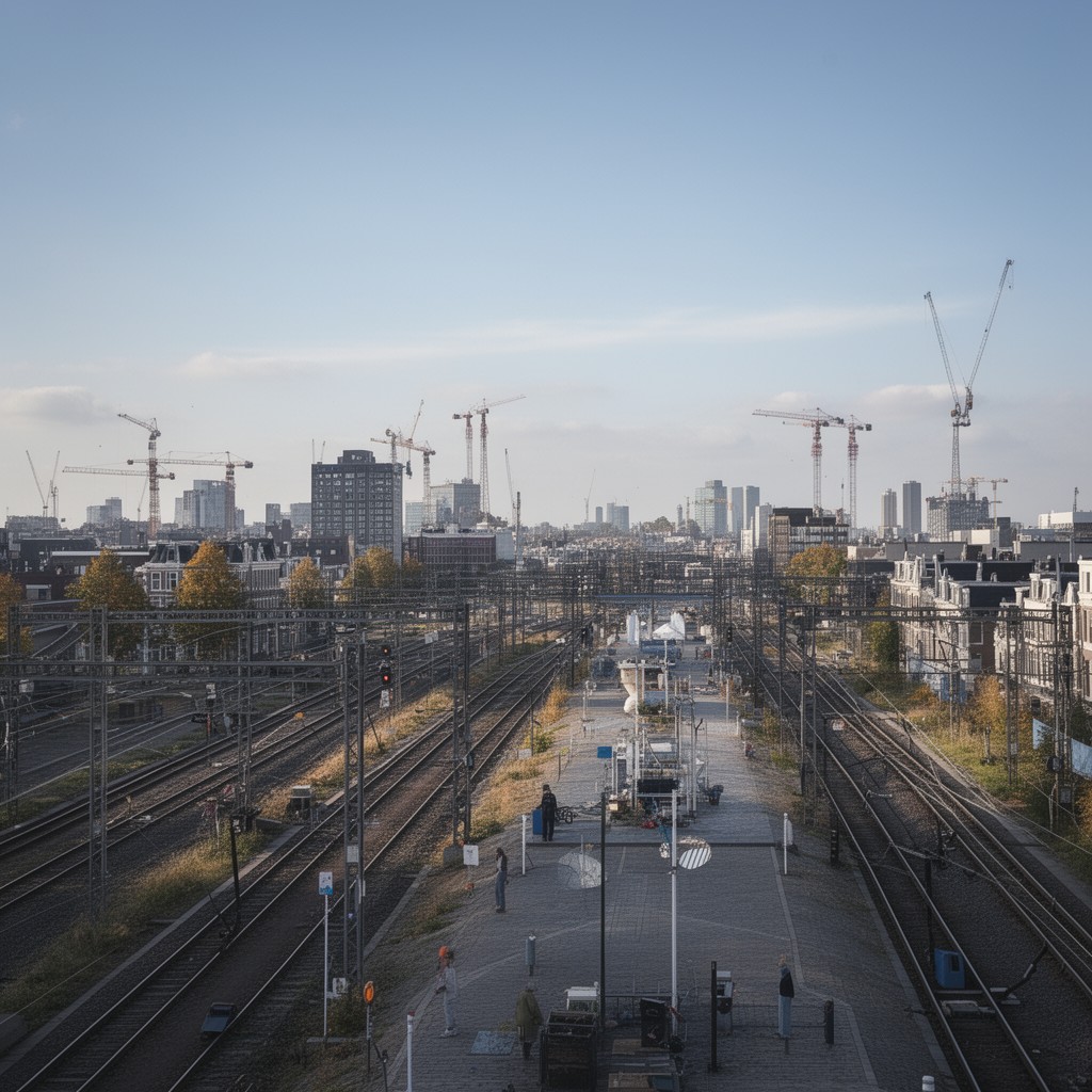 AI-generated illustration of Amsterdam–Utrecht railway