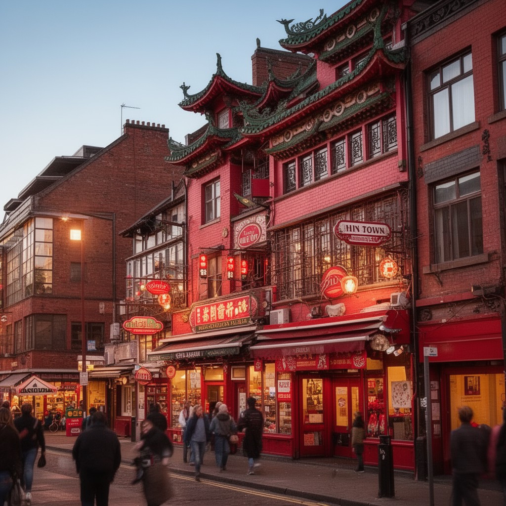 AI-generated illustration of Chinatown, Manchester