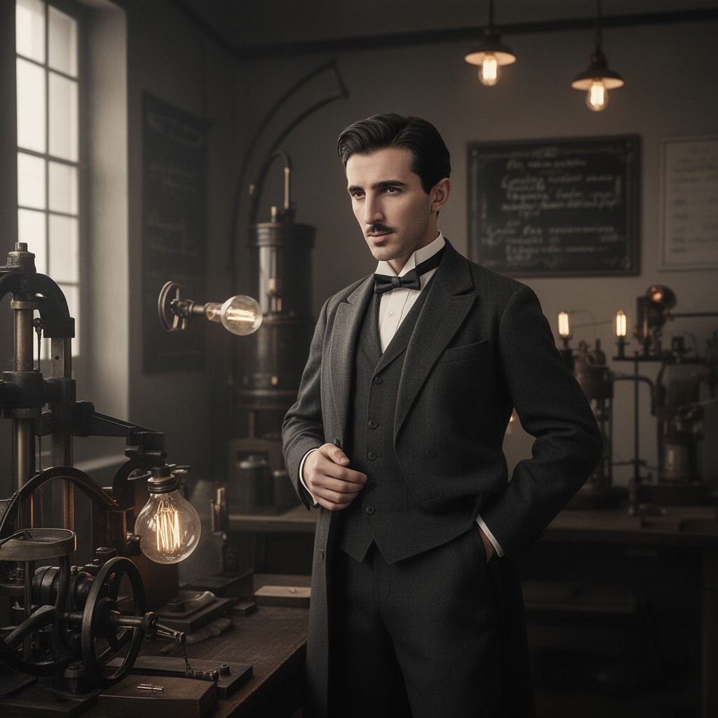 AI-generated illustration of Nikola Tesla