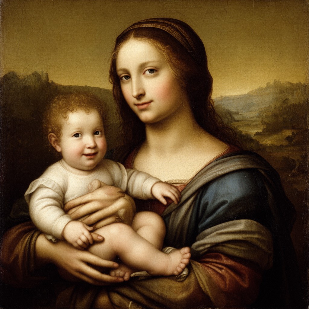 AI-generated illustration of Leonardo da Vinci’s “Litta Madonna”