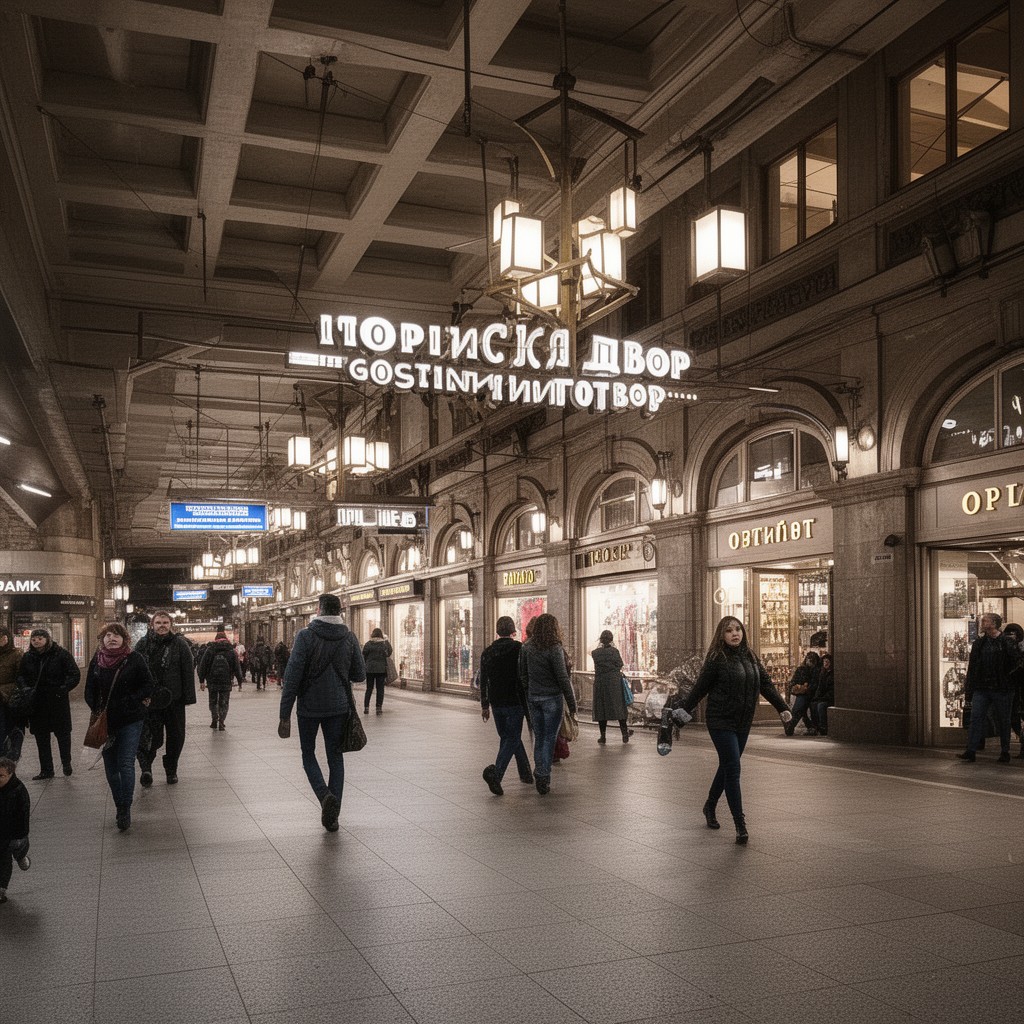 AI-generated illustration of Gostiny Dvor metro station