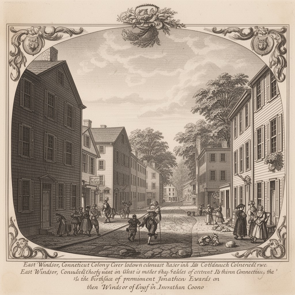 AI-generated illustration of East Windsor, Connecticut Colony