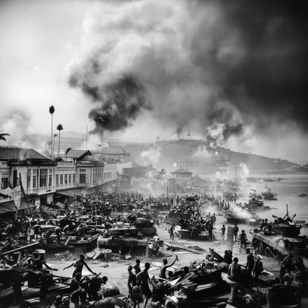AI-generated illustration of Battle of Singapore