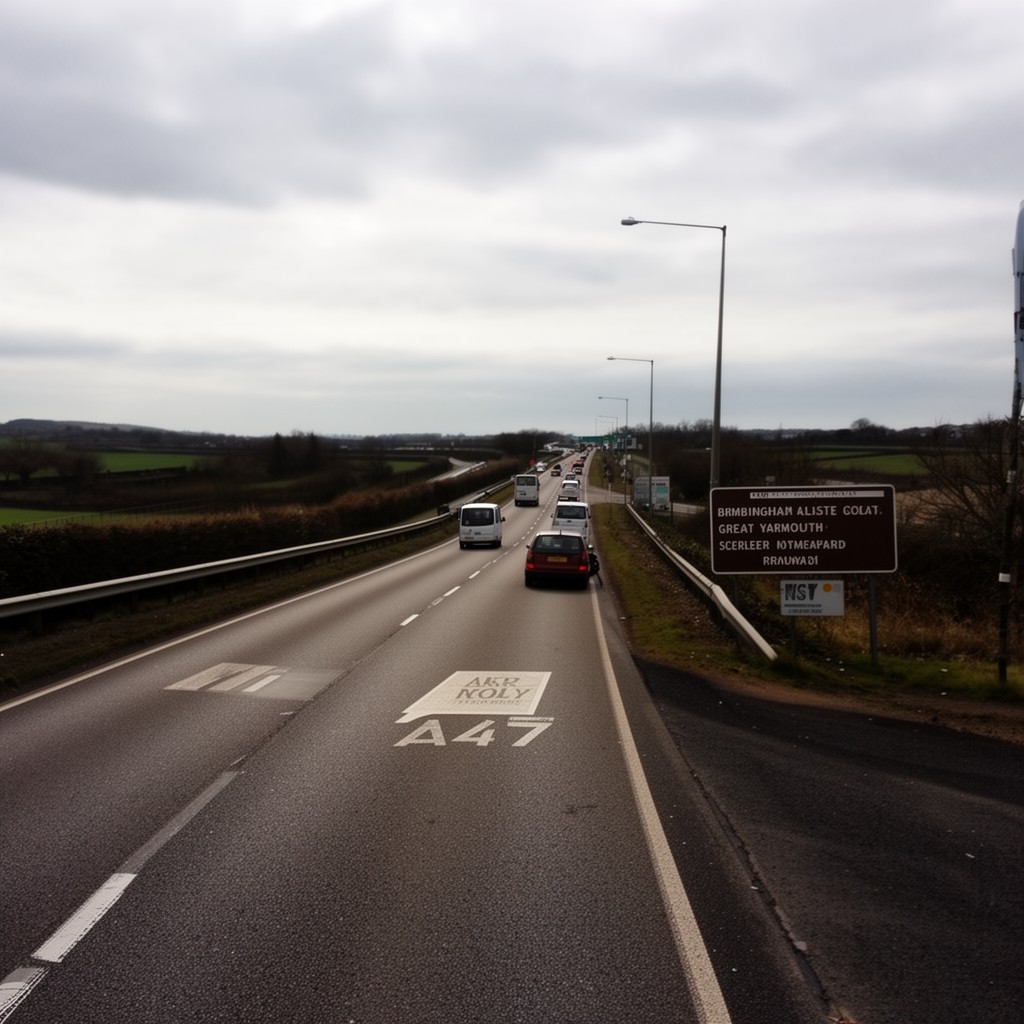 AI-generated illustration of A47 road