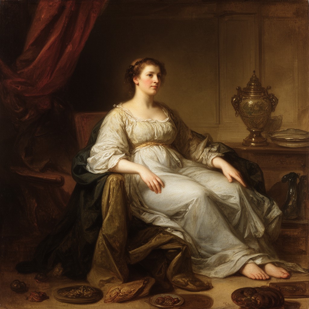 AI-generated illustration of Rembrandt’s “Danaë”