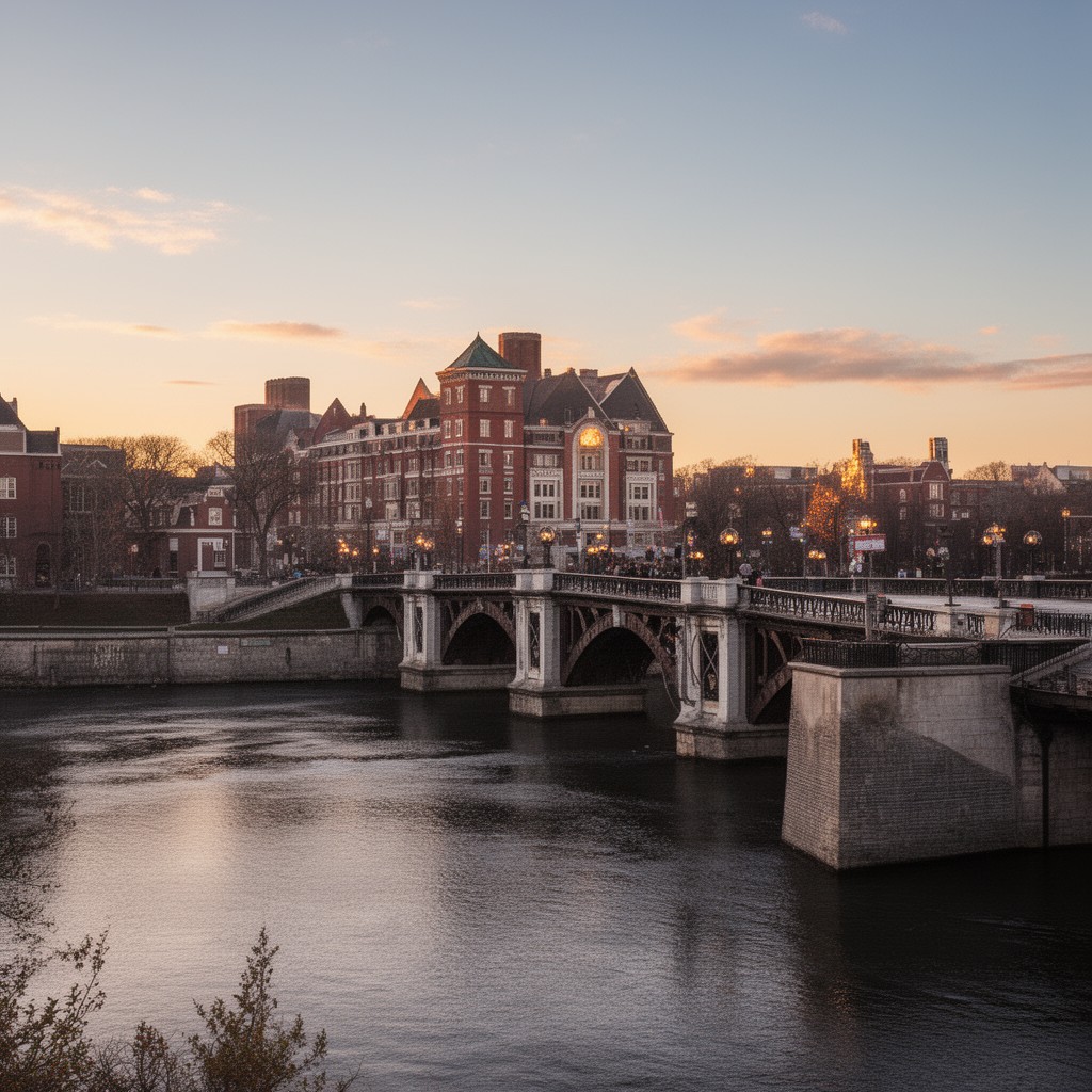 AI-generated illustration of Harvard–MIT Bridge