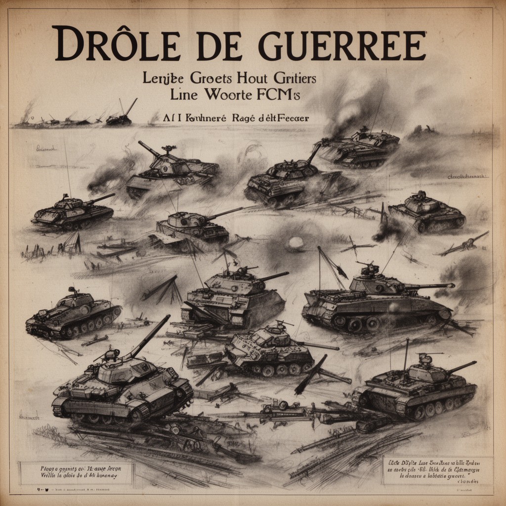AI-generated illustration of Drôle de guerre