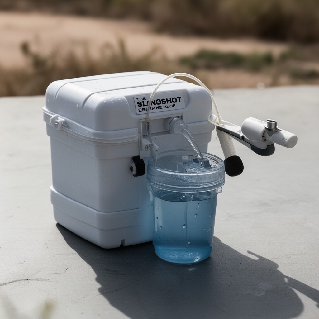 AI-generated illustration of Slingshot water purification system