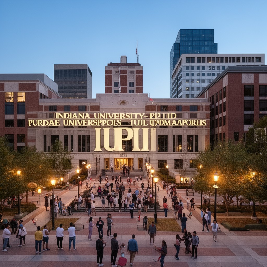 AI-generated illustration of Indiana University–Purdue University Indianapolis (IUPUI, now IU Indianapolis)