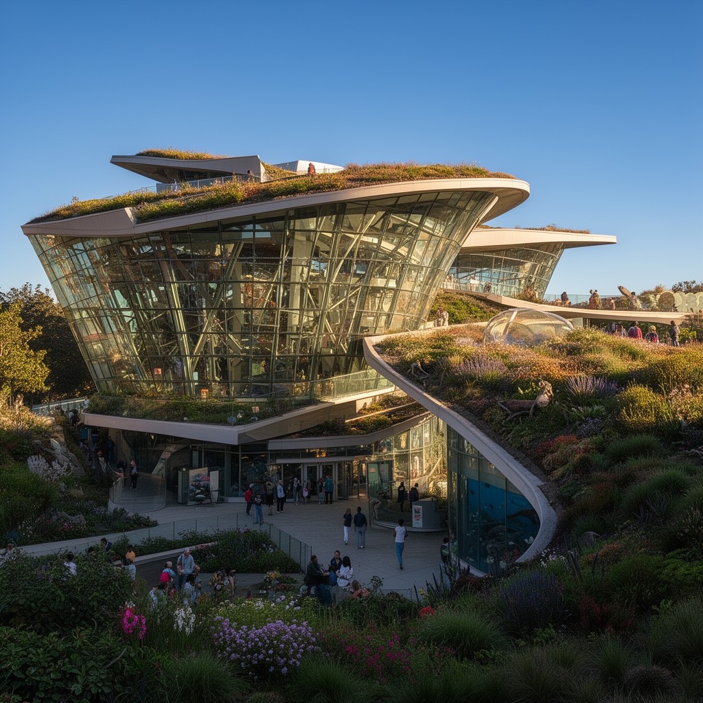 AI-generated illustration of California Academy of Sciences building