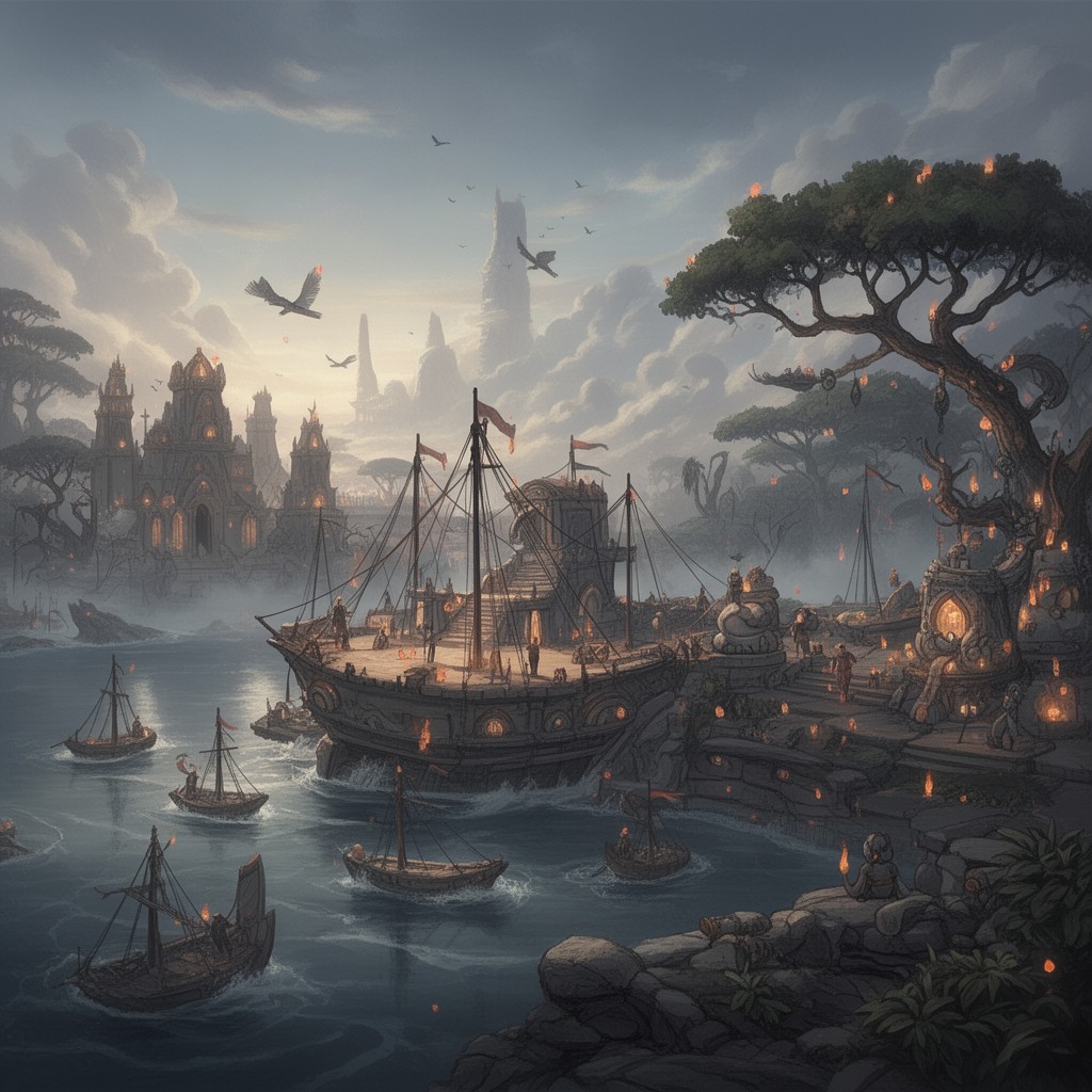 AI-generated illustration of Srivijaya Empire