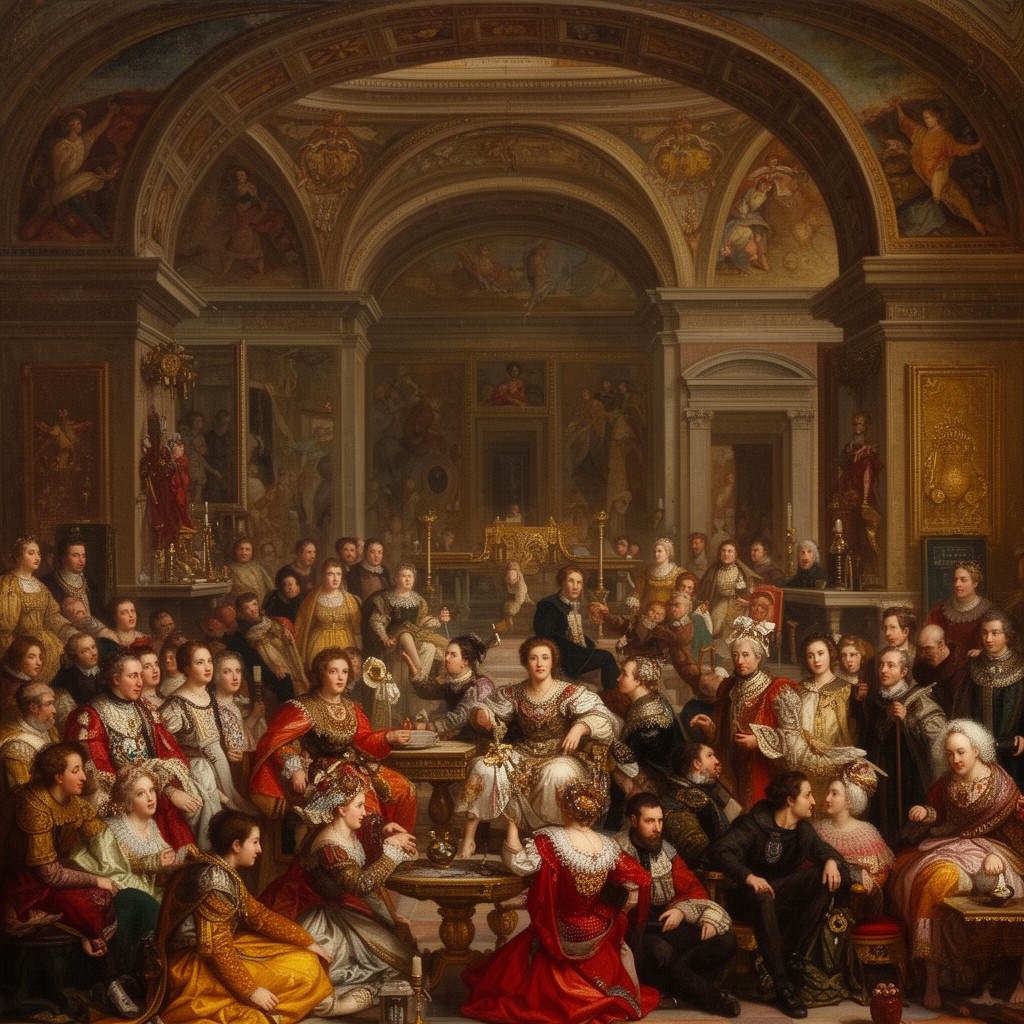 AI-generated illustration of Medici court in Florence