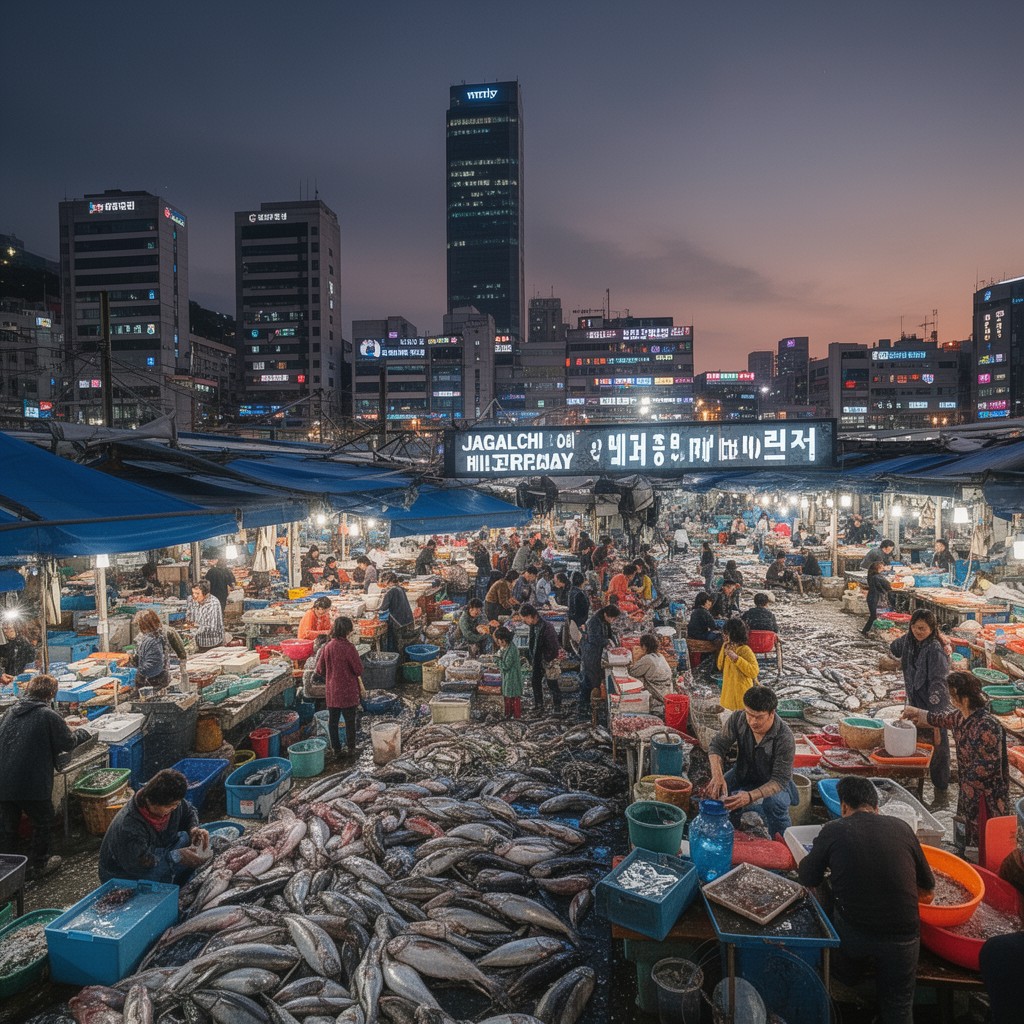 AI-generated illustration of Jagalchi Fish Market