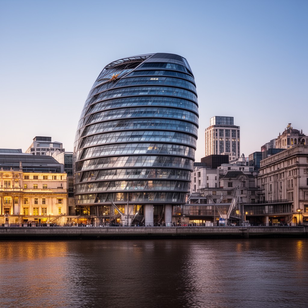 AI-generated illustration of City Hall, London
