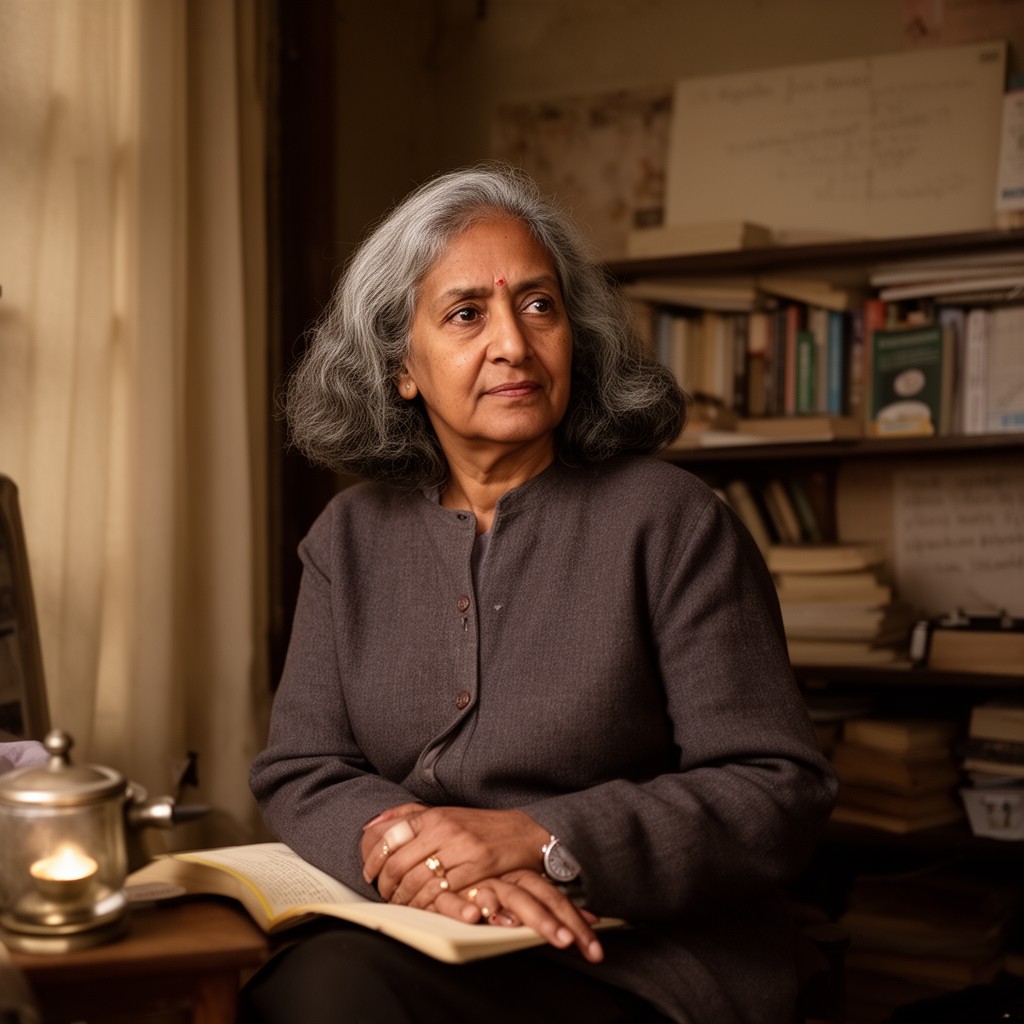 AI-generated illustration of Gayatri Chakravorty Spivak