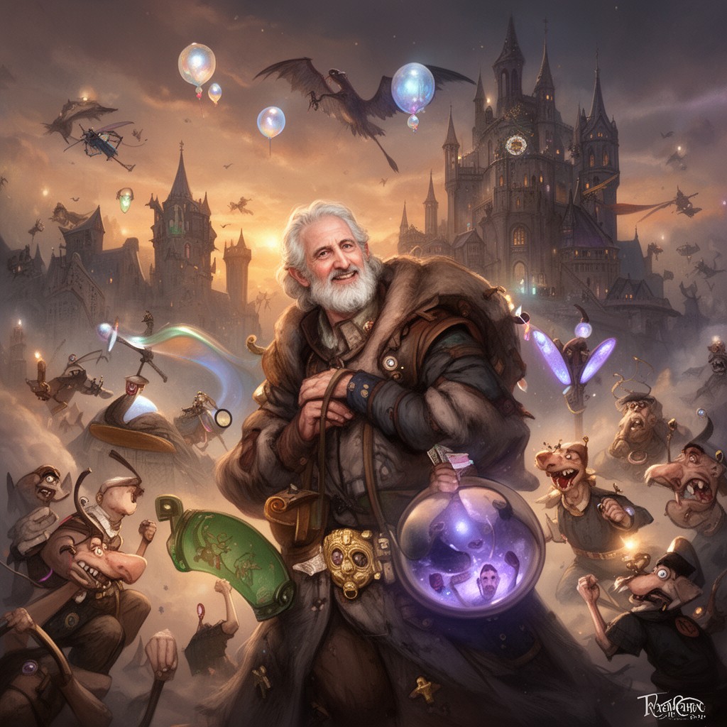 AI-generated illustration of Terry Pratchett