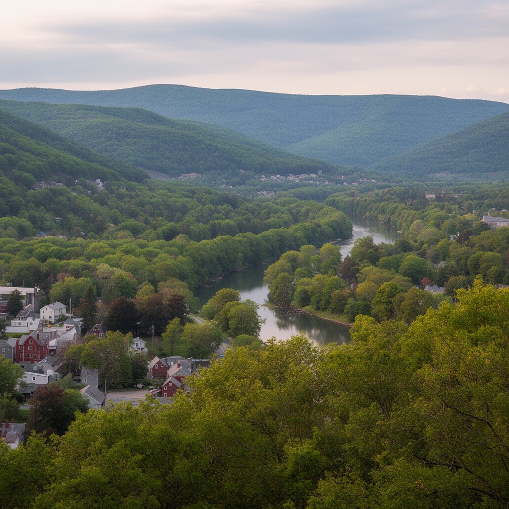 AI-generated illustration of Housatonic River valley