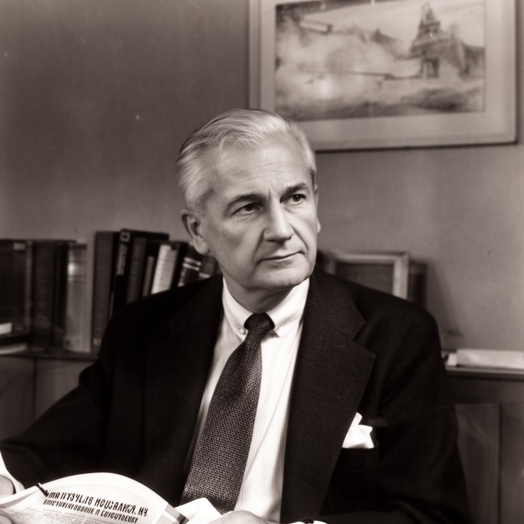 AI-generated illustration of James R. Killian Jr.