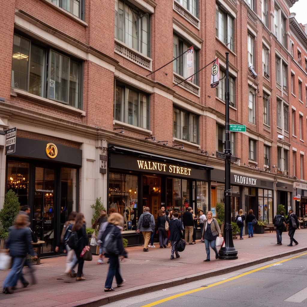 AI-generated illustration of Walnut Street