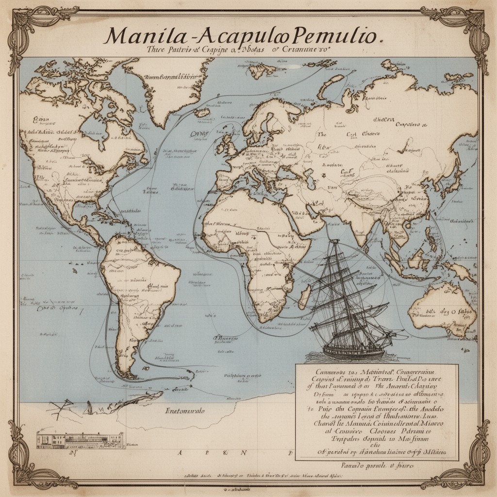 AI-generated illustration of Manila–Acapulco route
