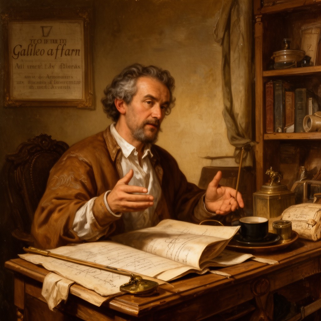 AI-generated illustration of Galileo affair