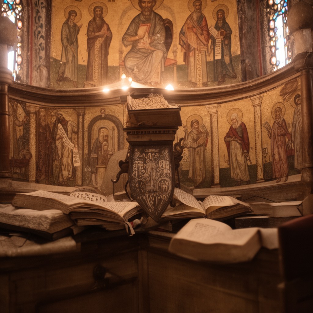 AI-generated illustration of Byzantine chant