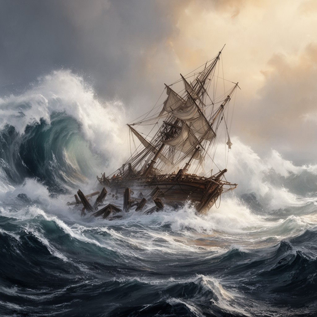AI-generated illustration of The Wreck of the Hesperus