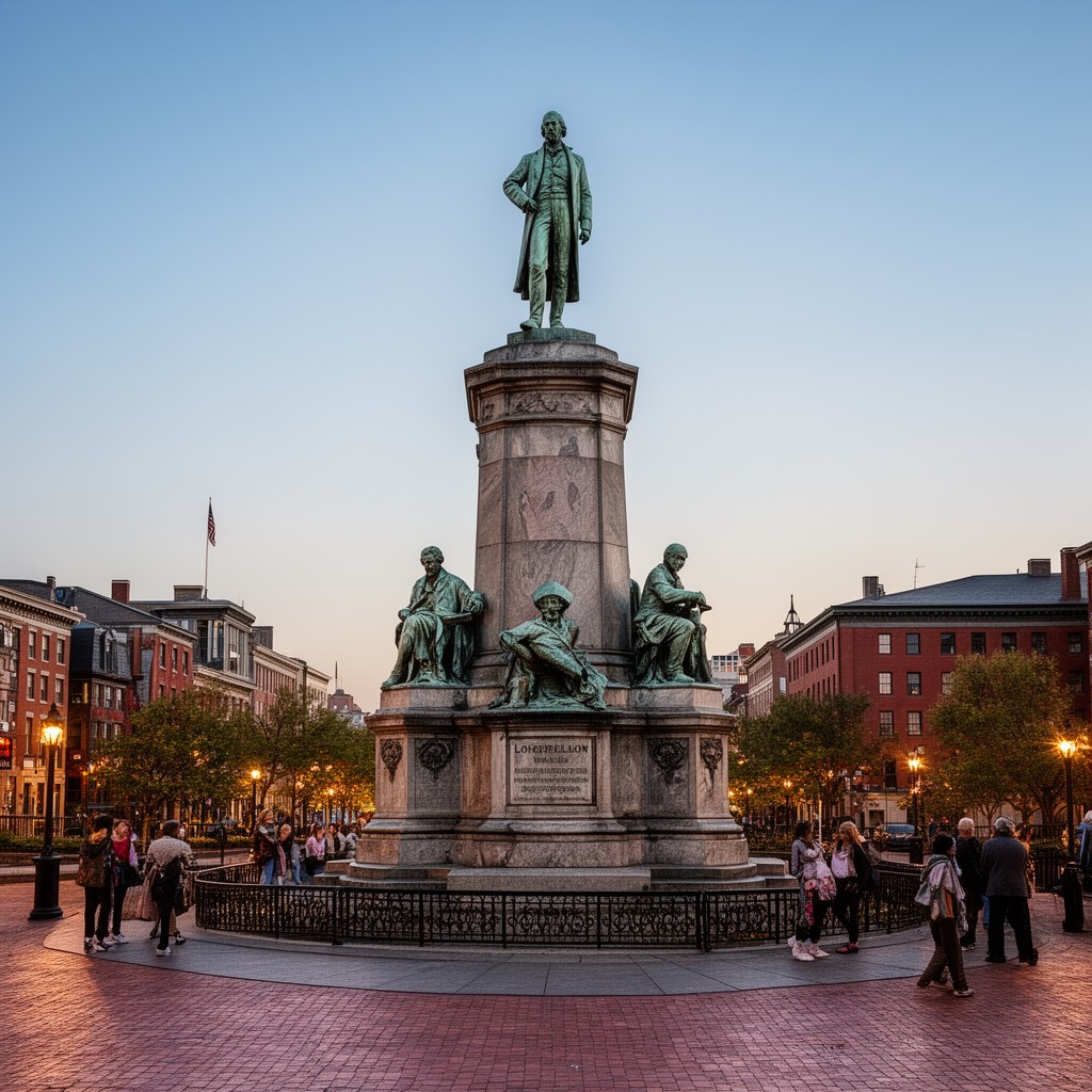 AI-generated illustration of Longfellow Monument, Portland, Maine