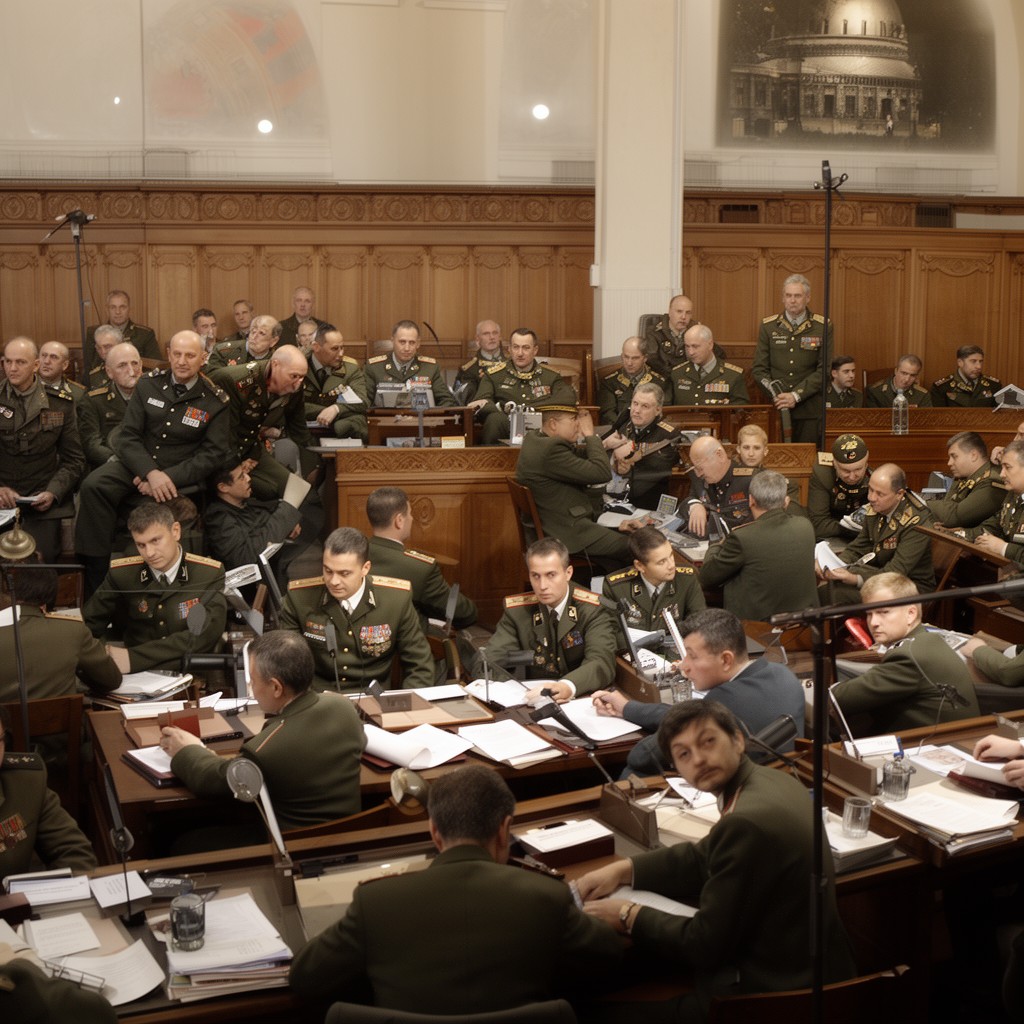 AI-generated illustration of military collegium