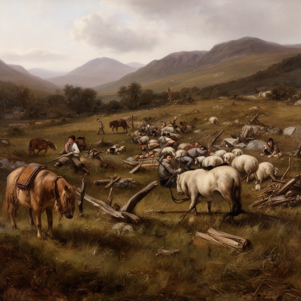 AI-generated illustration of Highland Clearances