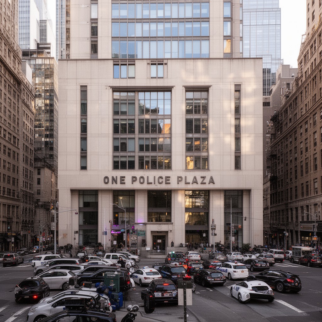 AI-generated illustration of One Police Plaza