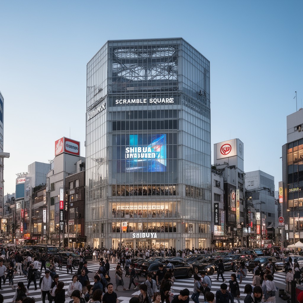 AI-generated illustration of Shibuya Scramble Square