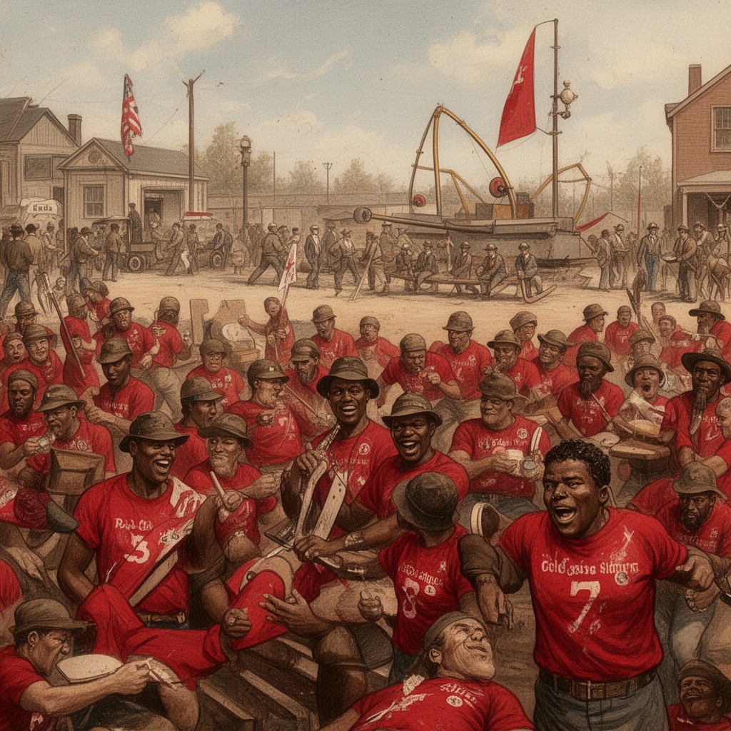 AI-generated illustration of Red Shirts