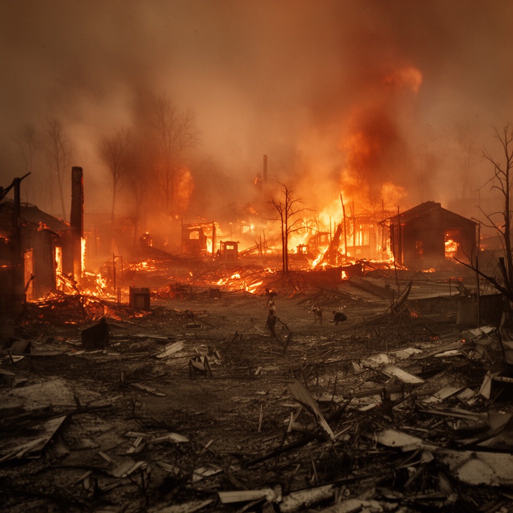 AI-generated illustration of Great Midwest Fires of 1871